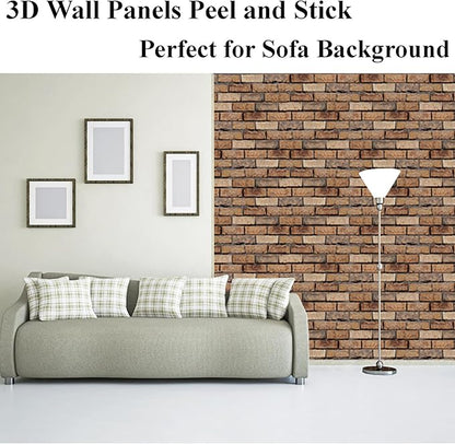 3D Wall Panels Peel and Stick - 10 Pack Brick Textured PVC Panels, Waterproof Self-Adhesive Wall Tiles for Accent Walls, Kitchen, Bathroom, Bedroom & Office Decor