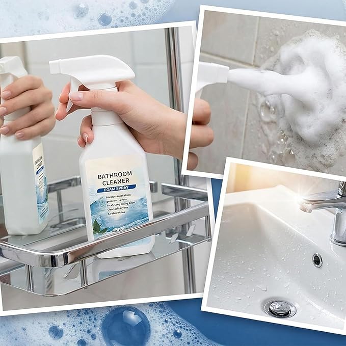 2026 Scale Remover Bathroom Cleaner,3.38oz Bathroom Cleaner Foam Spray,Powerful Bathroom Descaler Foam Cleaner,Multi-Surface Shower Foame,for Tiles,Glass,Stainless Steel,Toilets,Natural Stone (3)