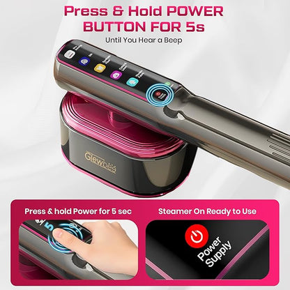 Travel Steamer for Clothes, 1200W Portable Steamer & Iron 2 in 1, Handheld Garment Steamer with 10s Fast Heatup, 5 Modes LED Touch Display, Large Ceramic Panel & 110ml Tank for Home and Travel