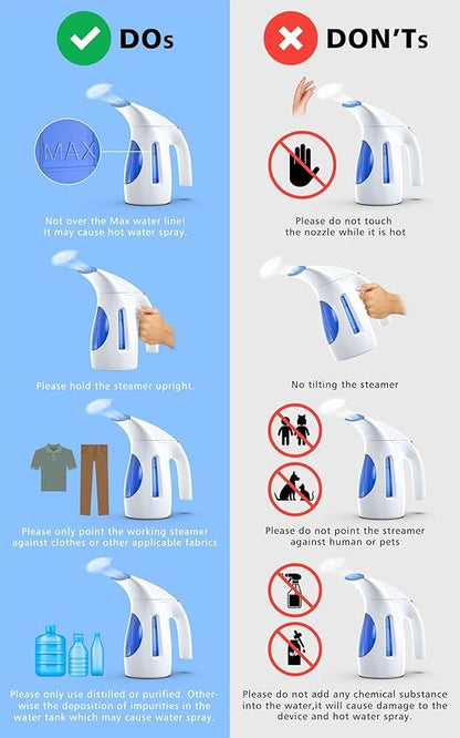 HiLIFE Steamer for Clothes, Portable Handheld Design, 240ml Big Capacity, 700W, Strong Penetrating Steam, Removes Wrinkle, for Home, Office(ONLY FOR 120V) (Ocean Blue)