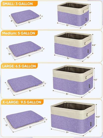 BALEINE 1 Pack Fabric Closet Storage Bins for Shelves, Linen Closet Organizers and Storage, Decorative Baskets for Organizing, Shelf, Clothes, Home, Office (Lavender, 15''x11''x9.5'')