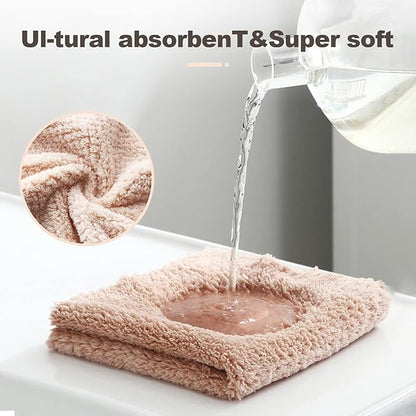 K&janet6am Dish Towels for Kitchen, 8 Pack Premium Coral Velvet Dish Cloths for Washing Dishes, Super Absorbent Coral Fleece Cleaning Cloths, Nonstick Oil Washable Fast Drying Rags