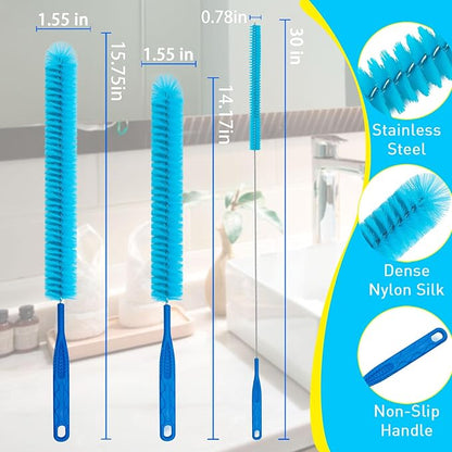 Dryer Vent Cleaner Kit,Dryer lint Brush 3Pack Home Improvement Essential Cleaning Tools, Up to 30 Inch Long Brush Cleaning Set，pet Hair Remover for Laundry，Drain Snake