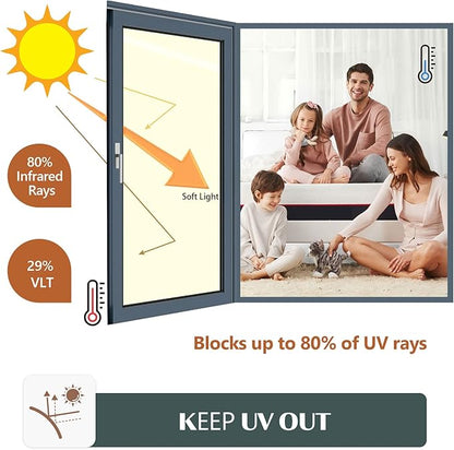 Filmgoo Window Privacy Film One Way Daytime Mirror Tint Treatments UV Heat Control Vinyl Stickers Sun Block Glass Paper Door Covering Reflective,Gold Silver,29.5 Inch x 6.5 Feet