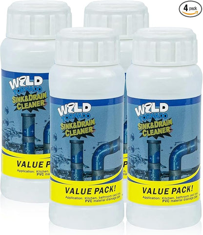 4Pcs Wild Tornado Pipe Dredge, Powerful Sink and Drain Cleaner Powder, Quick Foaming Drain Cleaner for Kitchen, Bathroom & Toilet Pipes