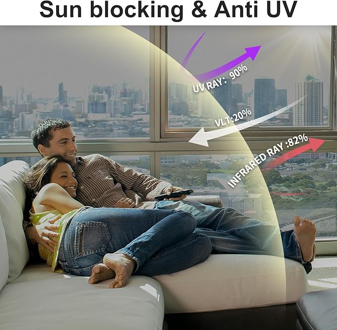 Window Privacy Film One Way, Reflective Mirror Window Film Daytime Privacy, UV Sun Blocking Heat Control Static Cling, Window Tint for Home Office - 23.6 Inch X 13.1 Feet
