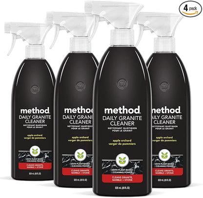 Method Daily Granite Cleaner Spray, Apple Orchard, Cleaning Agent for Granite, Marble, and Other Sealed Stone, 28 oz Spray Bottles (Pack of 4)