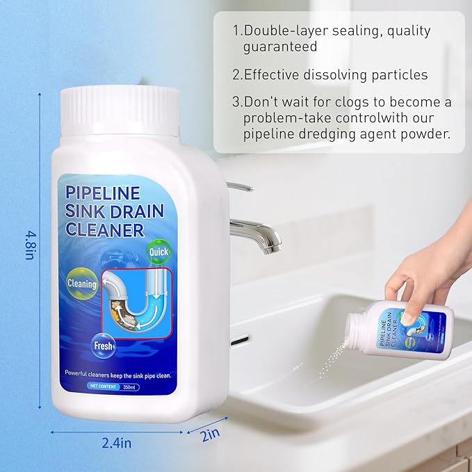 Pipeline Dredging Agent Sink Drain Cleaner - Powerful Quick Cleaning Drain Toilet Cleaner Tool, Unclog Toilet Clog And Kitchen Sink Pipe Unblocker Powder (1pc)