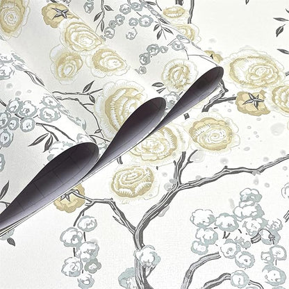Orainege Peel and Stick Wallpaper Vintage Floral Contact Paper 17.7in ×118.1in Beige Floral Wallpaper Peel and Stick Removable Wall Paper for Bathroom Waterproof