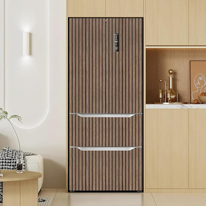 Yun-aeon Natural Wood Peel and Stick Wallpaper Wood Slats - 17.3"x 160" Light Tan Self-Adhesive Waterproof Vinyl Removable Wall Paper for Wall Decor Bedroom