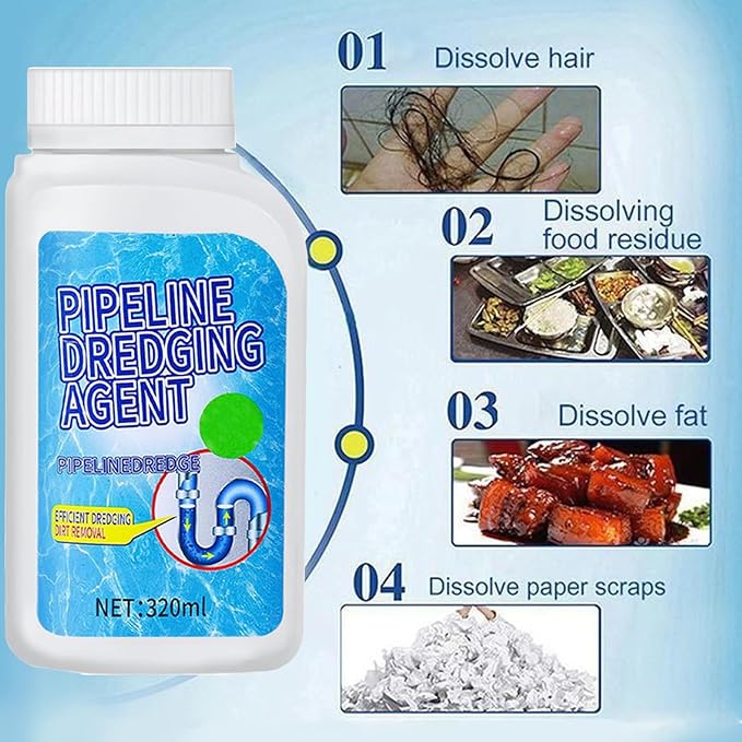Powerful Pipe Dredging Agent, Pipeline Dredging Agent, Sink and Drain Cleaner for Kitchen and Toilet Pipelines, Pipe Drain Clog Remover (2PC)