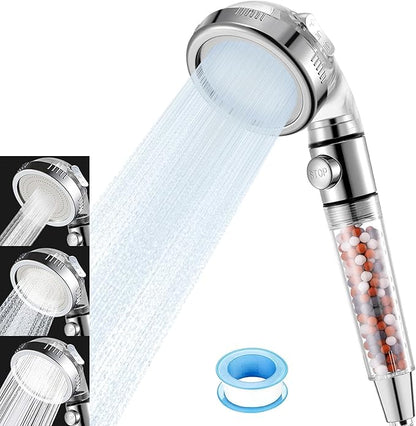 High Pressure Handheld Shower Head with Filter, Hard Water Softener Water Purifying Filtered Showerheads with Filter Beads, Shower Head Kits (No Hose and Bracket)