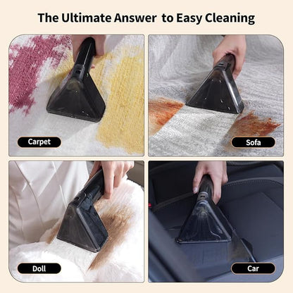 Miniboo Carpet Cleaner, Compact & Powerful Upholstery Cleaner Machine,Portable Spot with 360°Wheels, 1.3-inch Deep Stain Small Rug Cleaner for Car, Stairs, Couches. Black