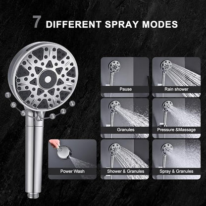 14'' Bathroom Filtered Shower Head with Handheld -Both High Pressure -Rain Shower Hea&9 Spray Mode Showerhead with Filters, 11'' Extension Arm Height Adjustable & 70" Anti-Kink Hose, Chrome