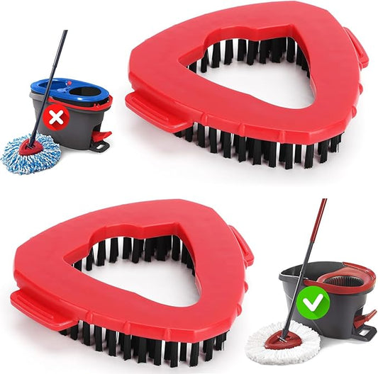 Funtin 2-Pack Mop Scrub Brush Head Compatible with Ocedar EasyWring 1-Tank Spin System, Shower Floor Scrubber for Bathroom Kitchen, Not Fit RinseClean (1-Tank (2-Pack))