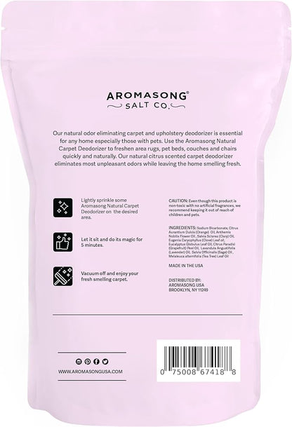 Aromasong Carpet Deodorizer Powder- 100% Natural Lavender Carpet Freshener - Safe For Pets - Upholstery Deodorizer - Effective Pet Odor Eliminator For Strong Odor & Pet Urine - 3 Lb.