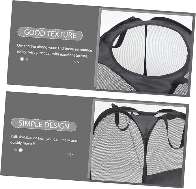 ULTECHNOVO Collapsible Laundry Basket Lightweight Portable Laundry Hamper Handles Black for Bedroom Living