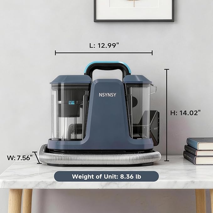 Portable Carpet & Upholstery Spot Cleaner, Compact Strong-Suction Machine with Scrubbing Brush, Removes Pet Stains, Spills & Dirt from Furniture, Stairs, Rugs, Mattresses & Car Interiors