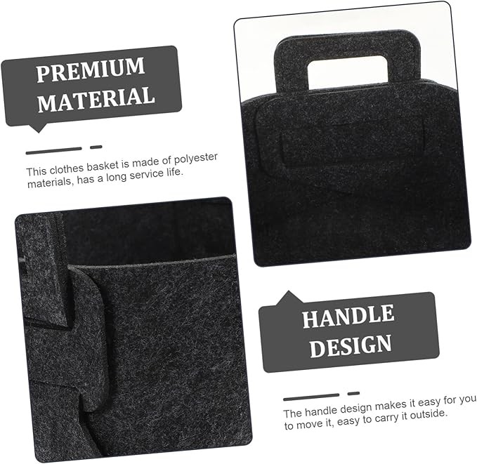 Sosoport Foldable Polyester Laundry Basket Hamper Sturdy Storage Bin for Clothes and Space Saving Dark Gray Organizer for Home and Nursery Use