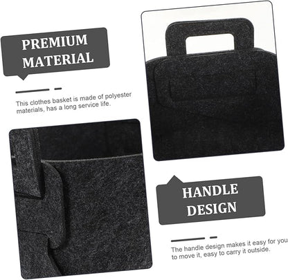 Sosoport Foldable Polyester Laundry Basket Hamper Sturdy Storage Bin for Clothes and Space Saving Dark Gray Organizer for Home and Nursery Use