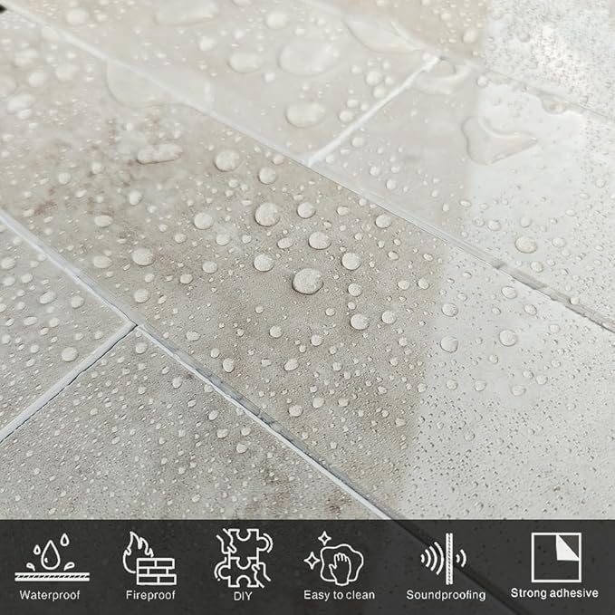 COLAMO Luxury Glossy Peel and Stick Backsplash, Stick on Backsplash for Kitchen, Self Adhesive Beige Peel and Stick Tile for Accent Wall, Bedroom, Bathroom,Fireplace