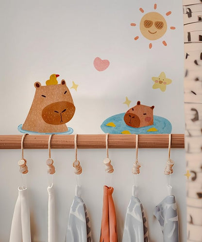 Alwayspon Capybara Wall Decals Vinyl Removable Wall Murals Peel and Stick Self Adhesive House Wall Sticker Decor for Bedroom Living Room Nursery