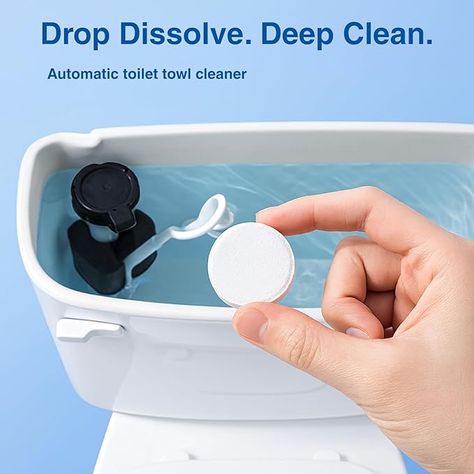 Automatic Toilet Bowl Cleaner Tablets, Bleach & Oxidation Formula for Powerful Cleaning, Deodorizing & Descaling, Long-Lasting Slow-Release Toilet Tank Cleaner, Septic Safe, 24 Tablets