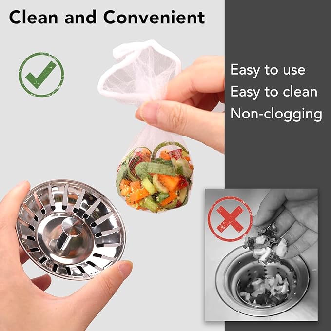 450 PCS Kitchen Sink Strainer Mesh Bag Suitable for Various Sizes of Sink Strainers, Disposable Sink Net Strainer Filter Bags for Sink Drain for Collecting Kitchen Food Waste Leftover Garbage