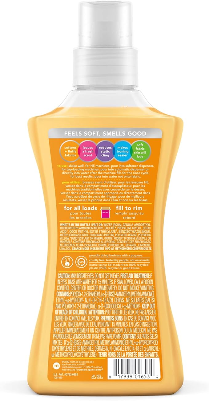 Method Fabric Softener; Ginger Mango; 53.5 Ounces; 45 Loads; 2 pack; Packaging May Vary
