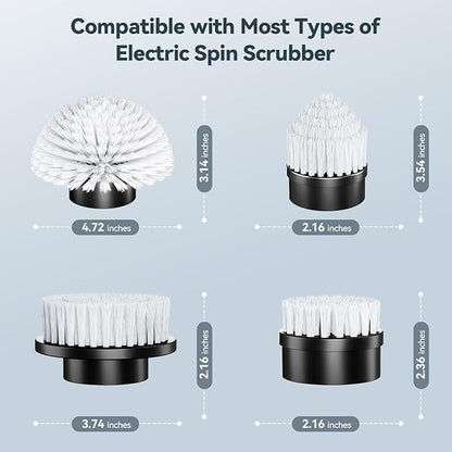 4 Replaceable Brush Heads for Uaoaii 21V Electric Spin Scrubber, Cordless Shower Scrubber Replacement Brushes for Bathrooms, Kitchens, Floors, Tiles, Tubs Cleaning