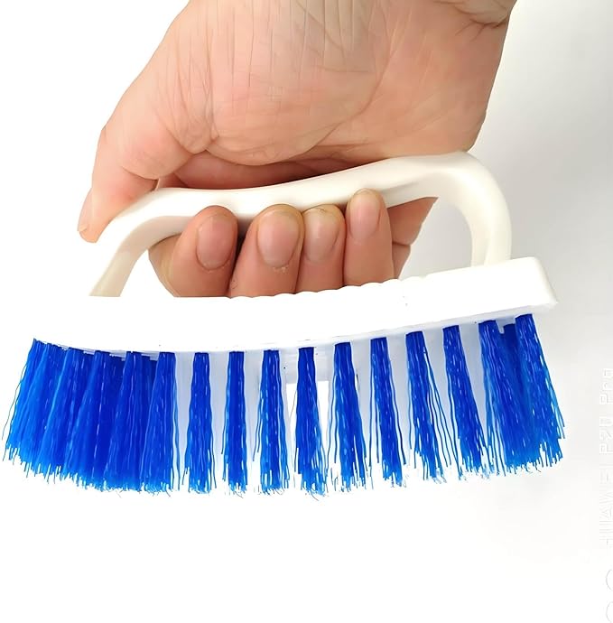 Scrubbing Brush, Scrub Brush with Stiff Bristles Thickened Handle White Utility Cleaning Hand Brush for Cleaning Bathroom Shower Toilet Bathtub Tile Floor Carpet