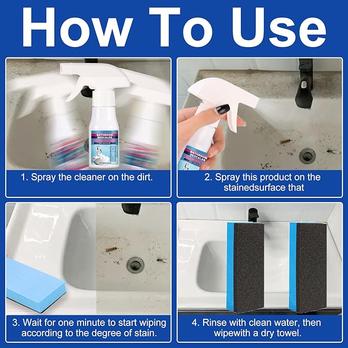 2PCS Bathroom Descaler Foam Cleaner Spray All Purpose Cleaning Foam For Bathtub,Toilet,Glass,Faucet