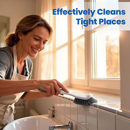 3 Pack Scrub Brush Set, Hard Bristle Brushes for Cleaning Bathroom, Sink, Corner, Stove, Tile Grout, Tight Spaces