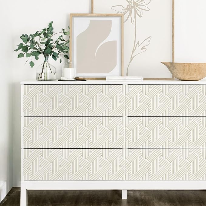 Ismoon 78.7"x17.3" Boho Wallpaper Peel and Stick Modern Beige Wallpaper Geometric Contact Paper Neutral Line Removable Wall Paper Textured Hexagon Renter Friendly Kitchen Bathroom Vinyl Roll