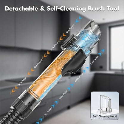 Portable Carpet & Upholstery Spot Cleaner Machine 20Kpa Power Suction Carpet Shampooer Deep Cleaning for Pet Stains,Couch,Stair,Car,Furniture with Dual Brush Heads & Cleaning Solution & Self-Cleaning