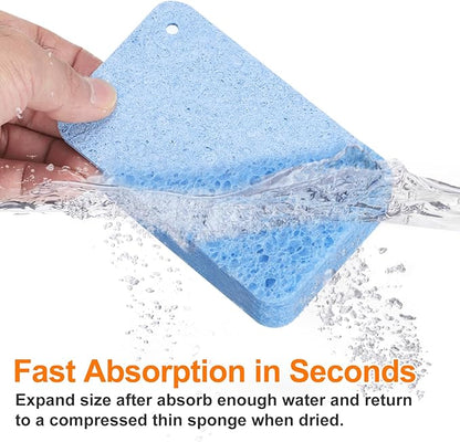 HARFINGTON 4pcs Kitchen Sponges Compressed Non-Scratch Scrub Sponge Dual Sided Cleaning Sponges with Hanging Ring for Household Use for Kitchen Household Bathroom