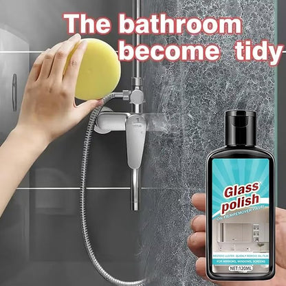 Shower Glass Cleaner - 120ml Bathroom Spray, Deep Cleaning Stain Remover for Window Mirror Faucet, Polishing Compound for Ceramic Stainless Steel Patio, Household Shine
