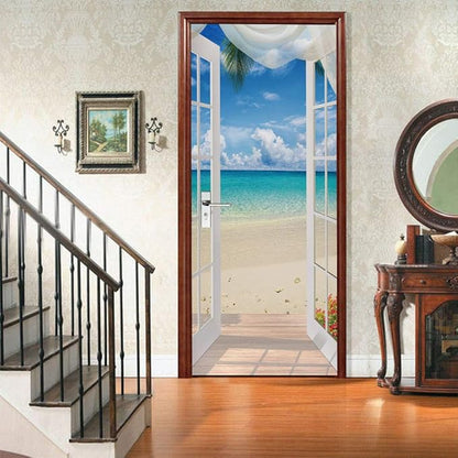 3D Door Stickers Murals Peel and Stick - Landscape - Wallpaper Self-Adhesive Decals Removable PVC Waterproof Poster for Bedroom Living Room Decoration 30.3" x 78.7"