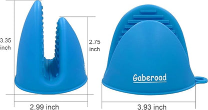 Thickened Mini Silicone Oven Mitts Heat Resistant, Rubber Oven Mitt Gloves, Finger Pinch Grips, Pot Holder, Silicone Potholder for Kitchen Cooking & Baking 1 Pair, Blue