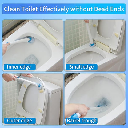 Disposable Toilet Brush with 40PCS Refills, Wall Mounted Compact Bathroom Bowl Wand Cleaning System Long Handle with Storage Caddy