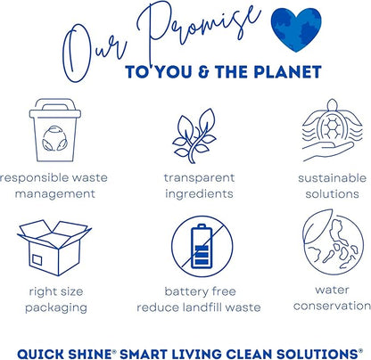 Quick Shine Multi Surface Floor Clean + Polish Mop Kit w/ 3 Reusable Pads & 1-16 oz. Floor Finish | Use Wet + Dry | Hardwood, Luxury Vinyl Plank, Laminate | Safer Choice pH Neutral Formula
