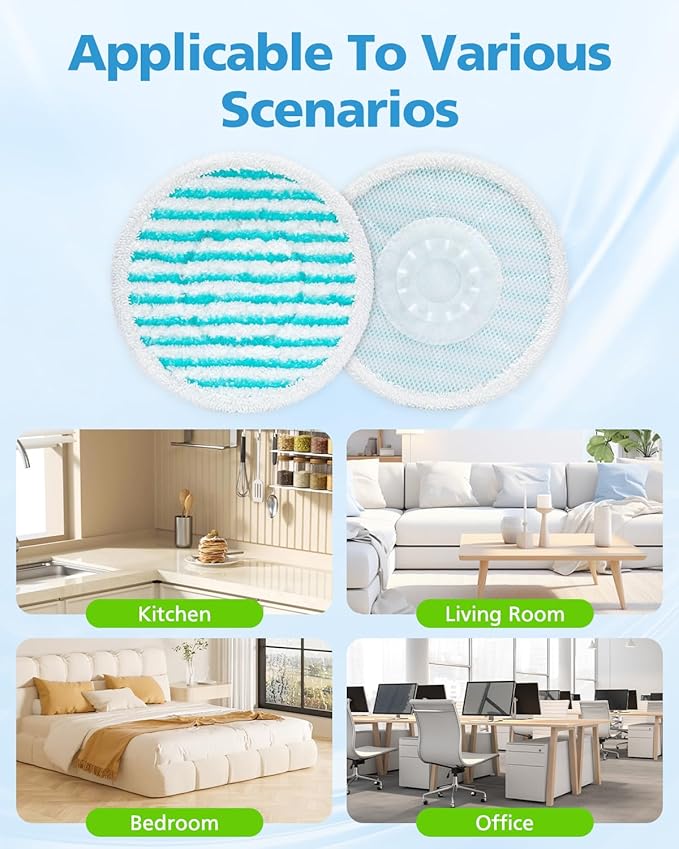 iSingo 6 Pack Mop Pads Replacement Compatible with Pursteam ScrubMaster Steam Mop Cleaner, Washable & Resuable Microfiber Mop Head Refills