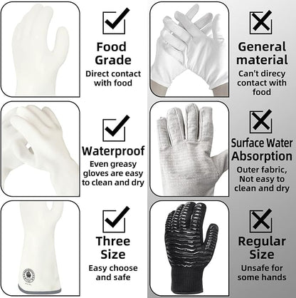 Barbecue Mitts, Silicone Oven Gloves, Heat Resistant Oven Gloves with Fingers, Kitchen Oven Mitts Smoker Gloves for Baking, Grilling, Cooking, Food Grade, Waterproof (7)