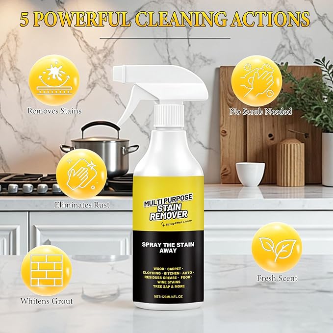 Multi-Purpose Stain Remover, A Powerful Cleaner, Kitchen Multi-Purpose Foam Cleaner Spray For Kitchens Floors Toilets And Cars (120ml)