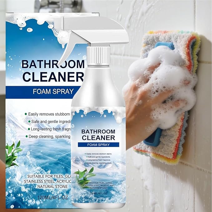 Multipurpose Foam Cleaner, Hard Water Stain Bathroom Spray, Bathroom Faucet and Tile Cleaner with Easy Application, Glass and Mirror, Spray with Powerful Foam, Home Cleaning for Walls