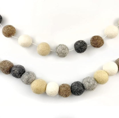 Garland Weathered Naturals Wool Felt Balls (50) Pom Poms in Neutral Earth Tones Including Grays and Browns for Decor .8 - 1 Inch Size | Hand Felted in Nepal from 100% NZ Wool | Bag Included