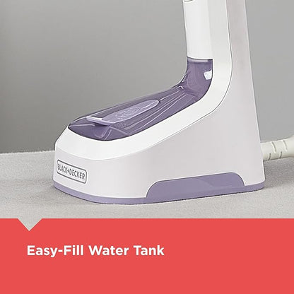 BLACK+DECKER Easy Store Pro Foldable Steamer, GS0311-0PD, 45-Second Heat Up, Extra Long Power Cord & Lint Remover Attachment, Powerful Steam Performance for Clothes, Drapes & Upholstery (Pack of 2)