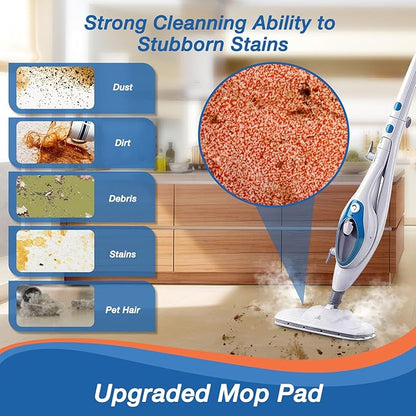 8 Pack Steam Mop Replacement Pads Compatible with PurSteam Steam Mop Cleaner 10-in-1, 4 Upgraded Ultra Cleaning Pads and 4 Microfiber Steamer Washable Reusable Pads Replacement