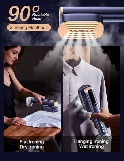 Clothes Steamer, Steamer for Clothes with 2 Water Tanks (180 ml and 100 ml), Portable 2 In 1 Travel Steamer Iron,10s Fast Heat-up, 20 Minutes of Ironing Handheld Garment Steamer for Travel and Home