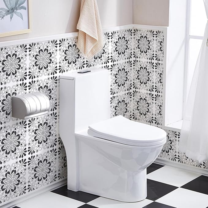 AM AMAONM 10pcs 20x20cm Removable Square Vintage Floral Pattern Tile Stickers 3D Decorative Peel and Stick Vinyl Self Adhesive Wall Tiles Decor Decals for Kitchen Backsplash Bathroom Furniture (B)